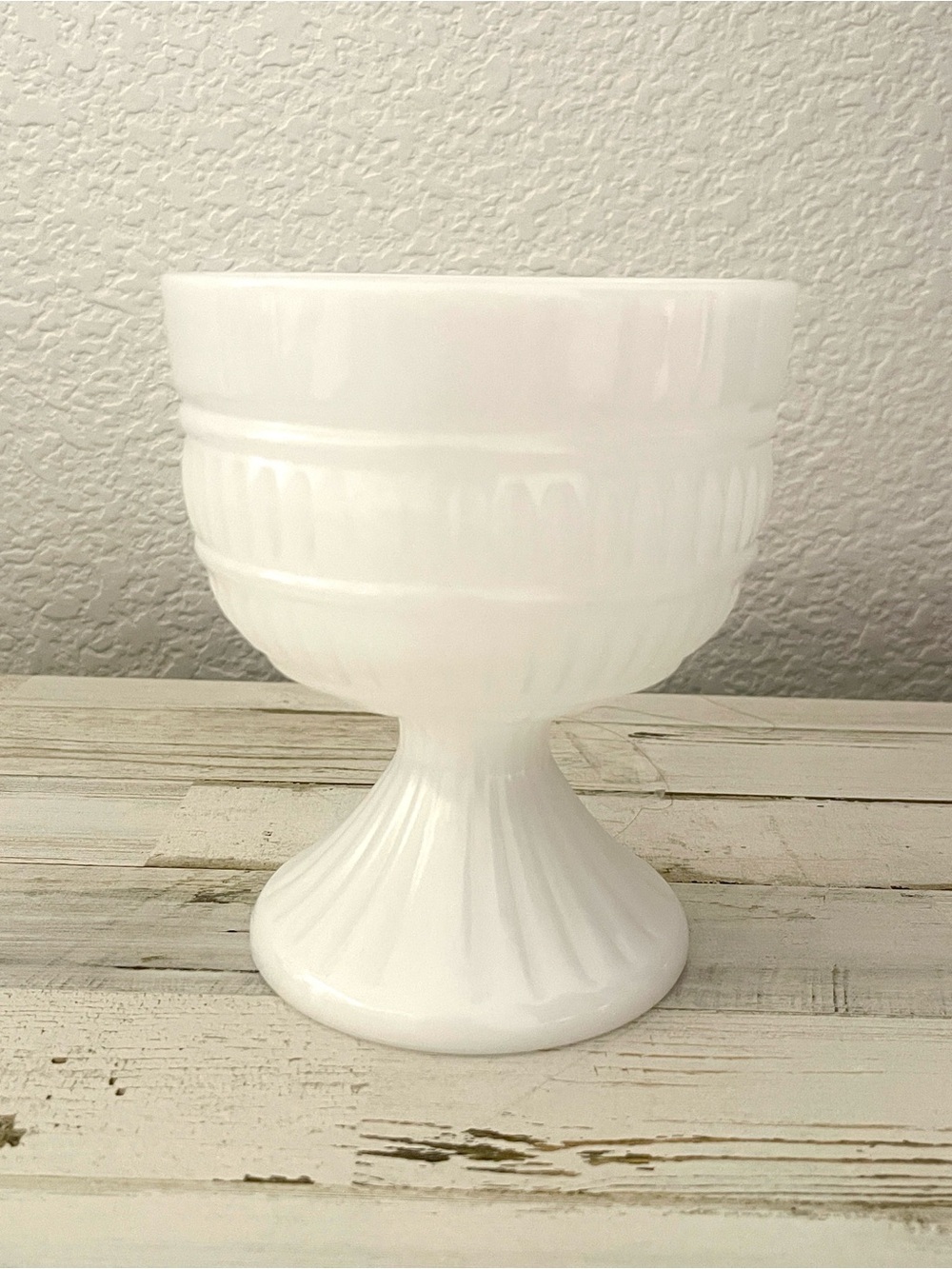 Vintage White Milk Glass Pedestal Goblet Vase